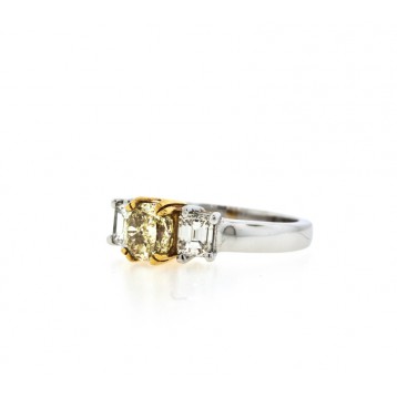 1.96Cts Fancy Yellow Engagement Ring